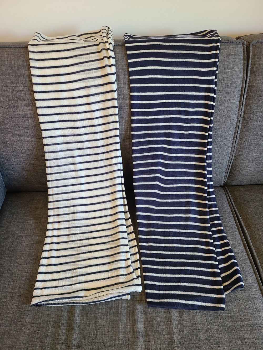 Two Chaps Striped Knit Infinity Scarves in Navy & White